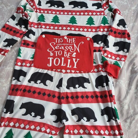 Christmas/ Holiday Print Adult Onesie Medium - Picture 2 of 4